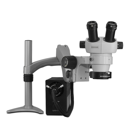 SCIENSCOPE ELZ Stereo Zoom Microscope With Fiber-Optic LED On Articulating Arm ELZ-PK3-AN